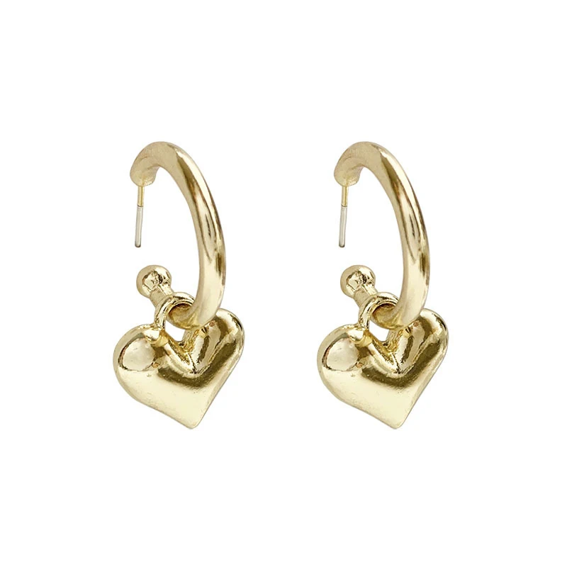 

Simple Gold Peach Heart Earrings Jewelry Metal Silver-Color Gifts for men women Christmas сеѬги 2020 Trend